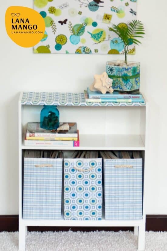 Bookcase with diy magazine holders