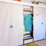 Diy fabric closet doors.