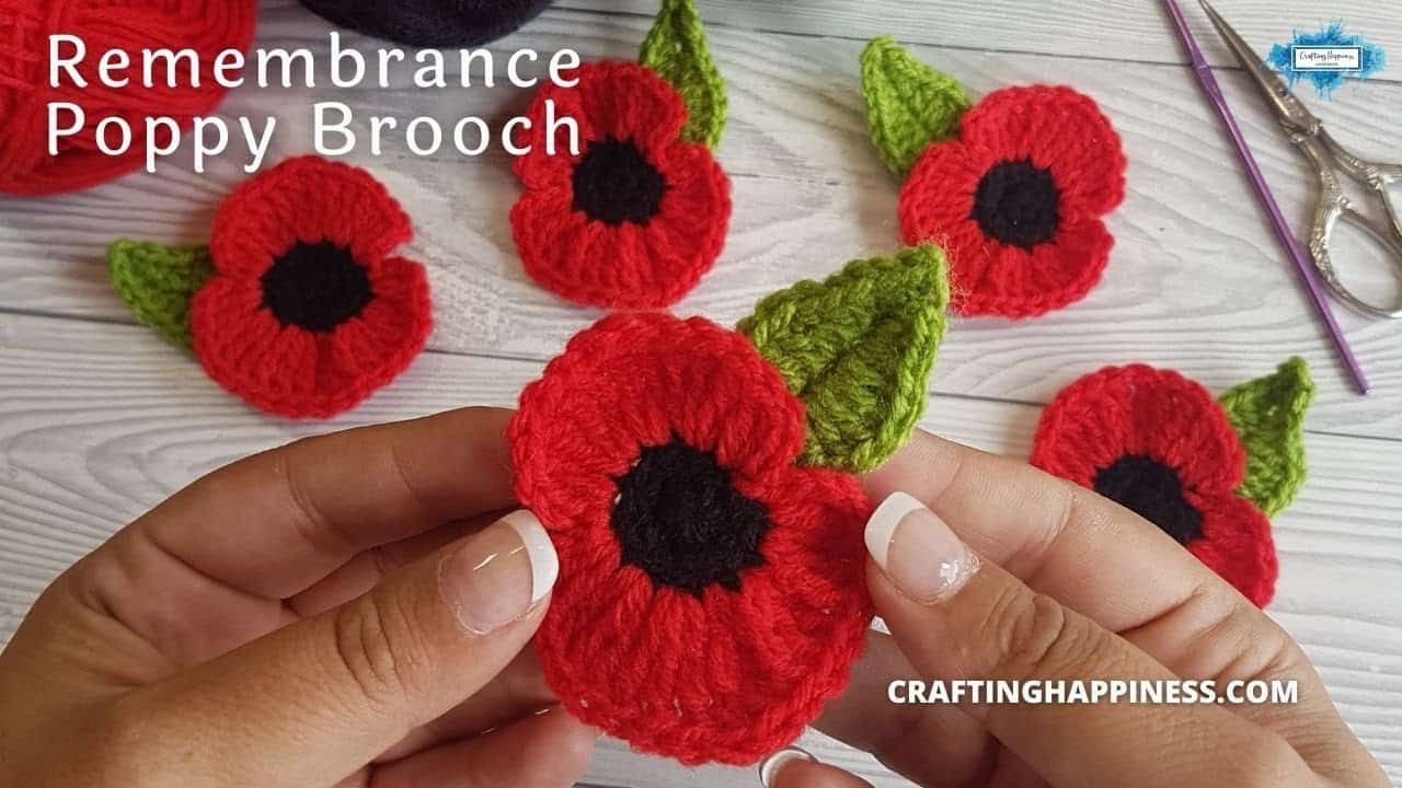 Remembrance Handmade Unique Gift Knitted Red Poppy Brooch Pin 