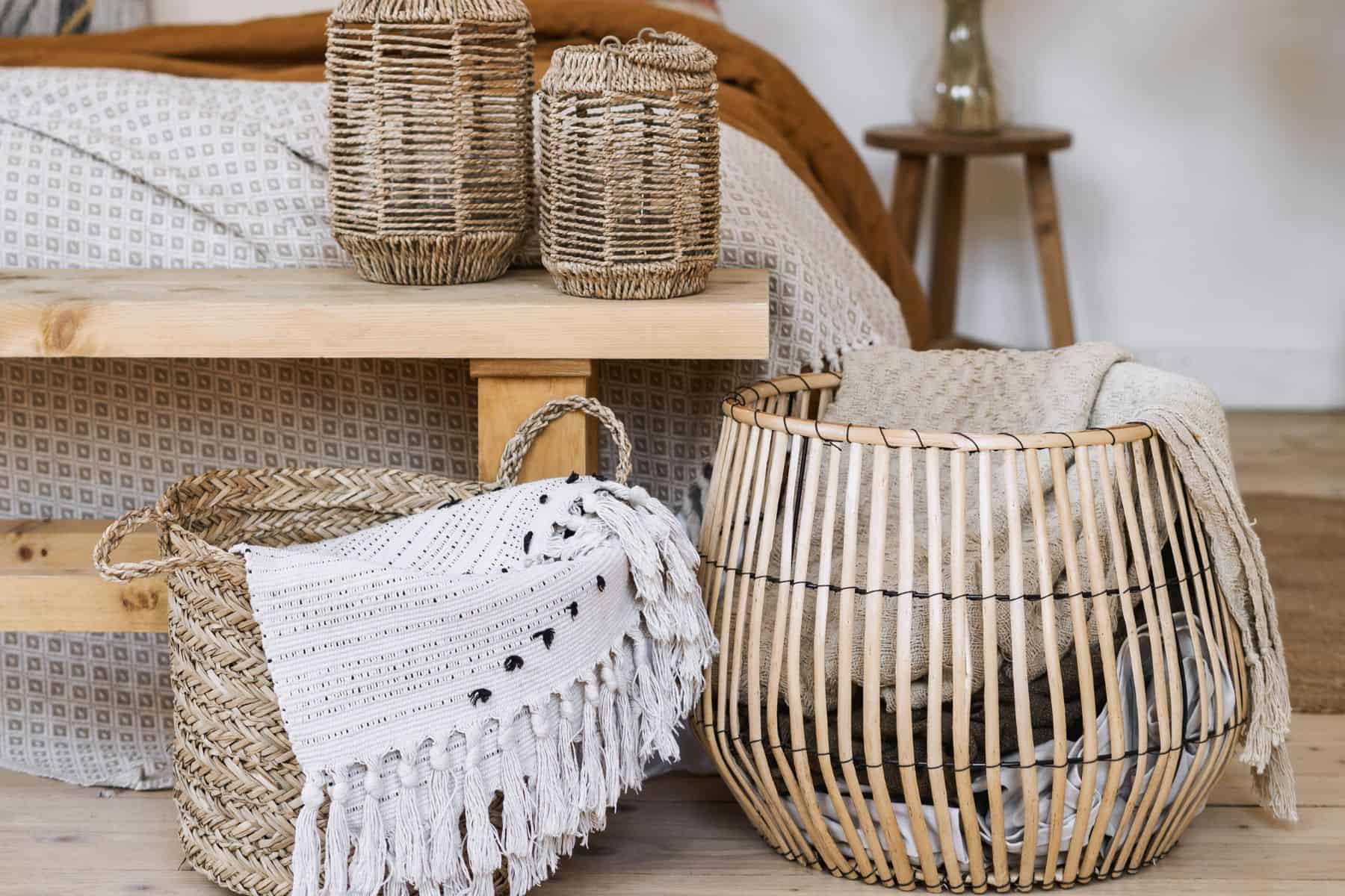 Boho style natural fibers and rattan furniture.